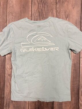 Quiksilver Men's Pale Blue Short Sleeve Tee with White Logo